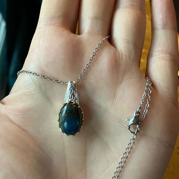 Natural Shadowkite Sterling Silver Crown Pendant - Picture 6 of 7